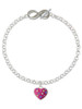 Silver Plated Hot Pink Resin Heart in Frame - Custom Engraved Infinity Toggle Bracelet: Personalized Jewelry Gift - Names, Initials, Dates, Bible Verses