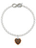Silver Plated Brown & Black Heart with Orange Ruffles - Custom Engraved Infinity Toggle Bracelet: Personalized Jewelry Gift - Names, Initials, Dates, Bible Verses