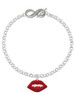 Silver Plated Red Enamel Vampire Lips - Custom Engraved Infinity Toggle Bracelet: Personalized Jewelry Gift - Names, Initials, Dates, Bible Verses