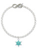 Silver Plated Teal Snowflake with Clear Crystal - Custom Engraved Infinity Toggle Bracelet: Personalized Jewelry Gift - Names, Initials, Dates, Bible Verses