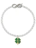 Gold-tone Opaque Green Lucky Four Leaf Clover - Custom Engraved Infinity Toggle Bracelet: Personalized Jewelry Gift - Names, Initials, Dates, Bible Verses