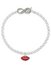 Gold-tone Small Translucent Red Lips - Custom Engraved Infinity Toggle Bracelet: Personalized Jewelry Gift - Names, Initials, Dates, Bible Verses