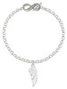 Silver Plated Large White Enamel Angel Wing - Custom Engraved Infinity Toggle Bracelet: Personalized Jewelry Gift - Names, Initials, Dates, Bible Verses