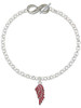 Silver Plated Medium Translucent Red Angel Wing - Custom Engraved Infinity Toggle Bracelet: Personalized Jewelry Gift - Names, Initials, Dates, Bible Verses