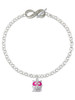Silver Plated Owl with Hot Pink & Clear Crystal Eyes - Custom Engraved Infinity Toggle Bracelet: Personalized Jewelry Gift - Names, Initials, Dates, Bible Verses