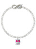 Silver Plated Owl with Hot Pink & Lime Green Crystal Eyes - Custom Engraved Infinity Toggle Bracelet: Personalized Jewelry Gift - Names, Initials, Dates, Bible Verses
