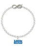 Royal Blue ''Little Sister'' with Heart - Custom Engraved Infinity Toggle Bracelet: Personalized Jewelry Gift - Names, Initials, Dates, Bible Verses
