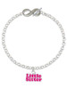 Hot Pink ''Little Sister'' with Heart - Custom Engraved Infinity Toggle Bracelet: Personalized Jewelry Gift - Names, Initials, Dates, Bible Verses