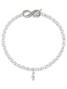 Silver Plated Mini Clef with AB Crystal - Custom Engraved Infinity Toggle Bracelet: Personalized Jewelry Gift - Names, Initials, Dates, Bible Verses