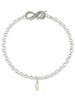 Gold-tone Mini Clef with Crystal - Custom Engraved Infinity Toggle Bracelet: Personalized Jewelry Gift - Names, Initials, Dates, Bible Verses