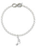 Silver Plated Sixteenth Note - Custom Engraved Infinity Toggle Bracelet: Personalized Jewelry Gift - Names, Initials, Dates, Bible Verses