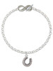 Silver Plated Beaded Clear AB Crystal Horseshoe with Good Luck - Custom Engraved Infinity Toggle Bracelet: Personalized Jewelry Gift - Names, Initials, Dates, Bible Verses