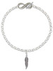 Silver Plated 3-D Feather - Custom Engraved Infinity Toggle Bracelet: Personalized Jewelry Gift - Names, Initials, Dates, Bible Verses