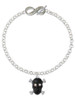 Silver Plated Large Black Resin Skull with AB Crystals - Custom Engraved Infinity Toggle Bracelet: Personalized Jewelry Gift - Names, Initials, Dates, Bible Verses