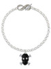 Silver Plated Large Black Resin Skull with Clear Crystals - Custom Engraved Infinity Toggle Bracelet: Personalized Jewelry Gift - Names, Initials, Dates, Bible Verses