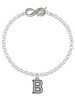 Black Nickeltone Crystal Initial - B - Beaded Border - Custom Engraved Infinity Toggle Bracelet: Personalized Jewelry Gift - Names, Initials, Dates, Bible Verses