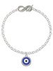 Silver Plated Large Blue Evil Eye with AB Crystal Border - Custom Engraved Infinity Toggle Bracelet: Personalized Jewelry Gift - Names, Initials, Dates, Bible Verses