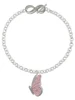 Silver Plated Large Translucent Pink Flying Butterfly - Custom Engraved Infinity Toggle Bracelet: Personalized Jewelry Gift - Names, Initials, Dates, Bible Verses