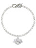 Silver Plated Mom Banner on Clear Crystal Heart - Custom Engraved Infinity Toggle Bracelet: Personalized Jewelry Gift - Names, Initials, Dates, Bible Verses