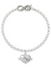 Silver Plated Love Banner on Clear Crystal Heart - Custom Engraved Infinity Toggle Bracelet: Personalized Jewelry Gift - Names, Initials, Dates, Bible Verses