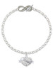 Silver Plated Sister Banner on Clear Crystal Heart - Custom Engraved Infinity Toggle Bracelet: Personalized Jewelry Gift - Names, Initials, Dates, Bible Verses
