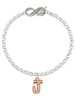 Rose Gold-tone Crystal Initial - J - Custom Engraved Infinity Toggle Bracelet: Personalized Jewelry Gift - Names, Initials, Dates, Bible Verses