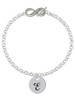 Silver Plated Large Script Letter Disc - E - Custom Engraved Infinity Toggle Bracelet: Personalized Jewelry Gift - Names, Initials, Dates, Bible Verses