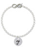 Silver Plated Large Script Letter Disc - F - Custom Engraved Infinity Toggle Bracelet: Personalized Jewelry Gift - Names, Initials, Dates, Bible Verses