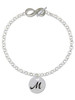 Silver Plated Large Script Letter Disc - M - Custom Engraved Infinity Toggle Bracelet: Personalized Jewelry Gift - Names, Initials, Dates, Bible Verses