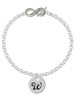 Silver Plated Large Script Letter Disc - W - Custom Engraved Infinity Toggle Bracelet: Personalized Jewelry Gift - Names, Initials, Dates, Bible Verses