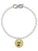 Gold-tone Large Disc Letter - I - Custom Engraved Infinity Toggle Bracelet: Personalized Jewelry Gift - Names, Initials, Dates, Bible Verses