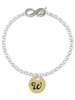 Gold-tone Large Disc Letter - W - Custom Engraved Infinity Toggle Bracelet: Personalized Jewelry Gift - Names, Initials, Dates, Bible Verses
