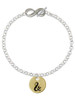 Gold-tone Large Disc Letter - & - Custom Engraved Infinity Toggle Bracelet: Personalized Jewelry Gift - Names, Initials, Dates, Bible Verses