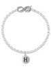 Silver Plated Capital Letter - H - Pebble Disc - Custom Engraved Infinity Toggle Bracelet: Personalized Jewelry Gift - Names, Initials, Dates, Bible Verses