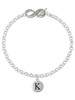 Silver Plated Capital Letter - K - Pebble Disc - Custom Engraved Infinity Toggle Bracelet: Personalized Jewelry Gift - Names, Initials, Dates, Bible Verses