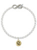 Gold-tone Capital Letter - Q - Pebble Disc - Custom Engraved Infinity Toggle Bracelet: Personalized Jewelry Gift - Names, Initials, Dates, Bible Verses