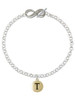 Gold-tone Capital Letter - T - Pebble Disc - Custom Engraved Infinity Toggle Bracelet: Personalized Jewelry Gift - Names, Initials, Dates, Bible Verses