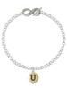 Gold-tone Capital Letter - U - Pebble Disc - Custom Engraved Infinity Toggle Bracelet: Personalized Jewelry Gift - Names, Initials, Dates, Bible Verses