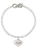 Precious White Heart with Baby Feet - Custom Engraved Infinity Toggle Bracelet: Personalized Jewelry Gift - Names, Initials, Dates, Bible Verses