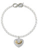 Two-tone Big Sister Rock on Clear Crystal Heart - Custom Engraved Infinity Toggle Bracelet: Personalized Jewelry Gift - Names, Initials, Dates, Bible Verses