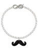 Silver Plated Large Black Enamel Mustache - Custom Engraved Infinity Toggle Bracelet: Personalized Jewelry Gift - Names, Initials, Dates, Bible Verses
