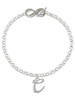 Silver Plated Small Gelato Script Initial - C - Custom Engraved Infinity Toggle Bracelet: Personalized Jewelry Gift - Names, Initials, Dates, Bible Verses