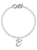 Silver Plated Small Gelato Script Initial - E - Custom Engraved Infinity Toggle Bracelet: Personalized Jewelry Gift - Names, Initials, Dates, Bible Verses