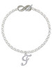 Silver Plated Small Gelato Script Initial - F - Custom Engraved Infinity Toggle Bracelet: Personalized Jewelry Gift - Names, Initials, Dates, Bible Verses