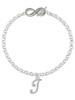 Silver Plated Small Gelato Script Initial - I - Custom Engraved Infinity Toggle Bracelet: Personalized Jewelry Gift - Names, Initials, Dates, Bible Verses
