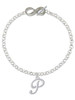 Silver Plated Small Gelato Script Initial - P - Custom Engraved Infinity Toggle Bracelet: Personalized Jewelry Gift - Names, Initials, Dates, Bible Verses