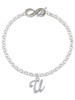 Silver Plated Small Gelato Script Initial - U - Custom Engraved Infinity Toggle Bracelet: Personalized Jewelry Gift - Names, Initials, Dates, Bible Verses