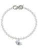 Silver Plated Little Bird Initial - G - Custom Engraved Infinity Toggle Bracelet: Personalized Jewelry Gift - Names, Initials, Dates, Bible Verses