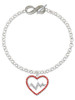Silver Plated Large Red Crystal Heart with Clear Heartbeat - Custom Engraved Infinity Toggle Bracelet: Personalized Jewelry Gift - Names, Initials, Dates, Bible Verses
