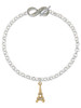 Gold-tone Crystal Eiffel Tower - Custom Engraved Infinity Toggle Bracelet: Personalized Jewelry Gift - Names, Initials, Dates, Bible Verses